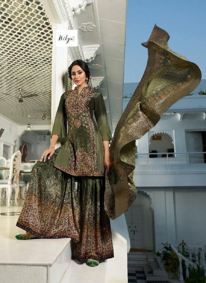 LT Arunima Exclusive Heavy Silk Digital Print With Handwork Designer Wedding Wear Palzzo Suit Collection 